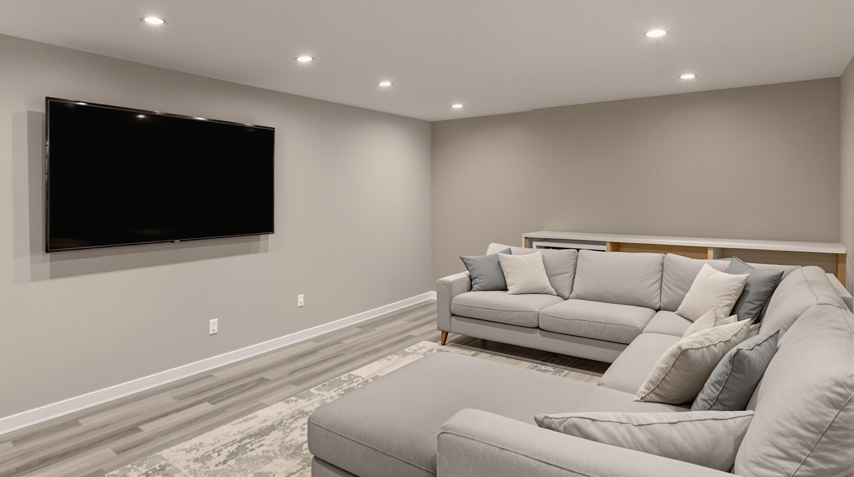 Finished basement space with daylight egress window and LVP floor